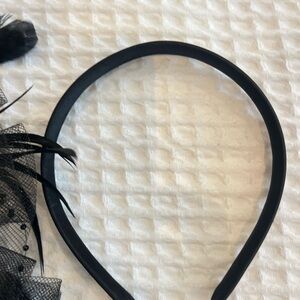 Amazon Black Women's Headband with Feather and Netting Accent